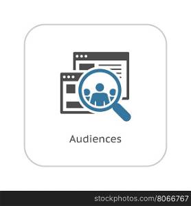 Audiences Icon. Flat Design.. Audiences Icon. Business Concept. Flat Design Isolated Illustration. App Symbol or UI element. Laptop with online consultant session.