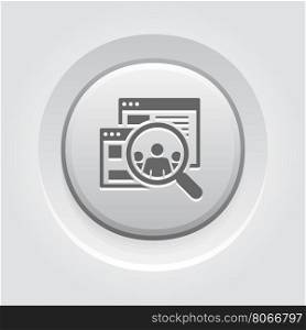 Audiences Icon. Grey Button Design.. Audiences Icon. Business Concept. Grey Button Design. Isolated Illustration. App Symbol or UI element. Laptop with online consultant session.
