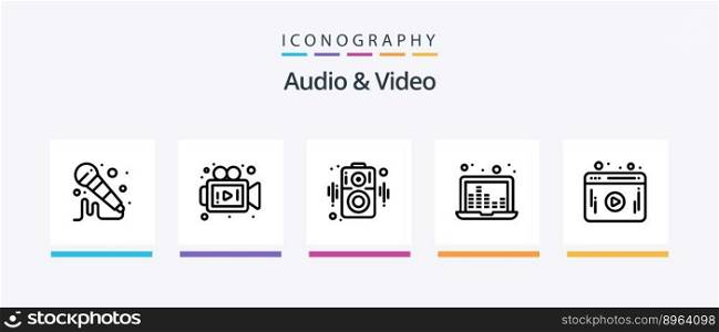 Audio And Video Line 5 Icon Pack Including . player. microphone. web. video. Creative Icons Design