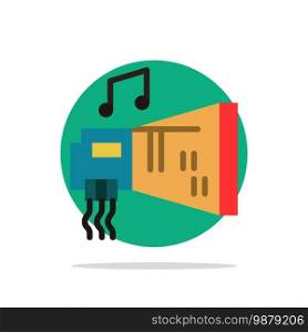 Audio, Blaster, Device, Hardware, Music Abstract Circle Background Flat color Icon