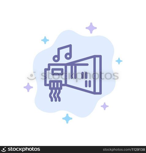Audio, Blaster, Device, Hardware, Music Blue Icon on Abstract Cloud Background
