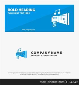 Audio, Blaster, Device, Hardware, Music SOlid Icon Website Banner and Business Logo Template