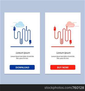 Audio, Cable, Cables, Communication Blue and Red Download and Buy Now web Widget Card Template