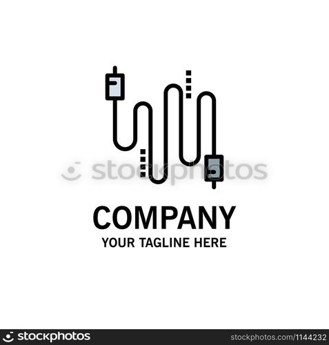 Audio, Cable, Cables, Communication Business Logo Template. Flat Color