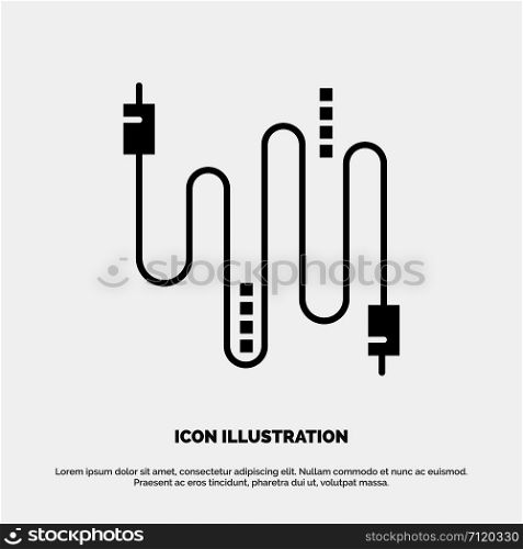 Audio, Cable, Cables, Communication solid Glyph Icon vector