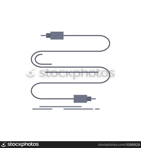 audio, cable, cord, sound, wire Flat Color Icon Vector