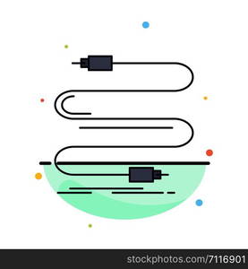 audio, cable, cord, sound, wire Flat Color Icon Vector