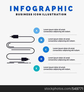 audio, cable, cord, sound, wire Infographics Template for Website and Presentation. GLyph Gray icon with Blue infographic style vector illustration.. Vector EPS10 Abstract Template background