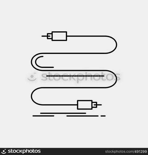 audio, cable, cord, sound, wire Line Icon. Vector isolated illustration. Vector EPS10 Abstract Template background