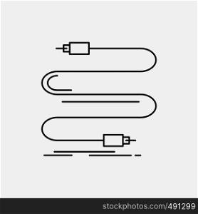 audio, cable, cord, sound, wire Line Icon. Vector isolated illustration. Vector EPS10 Abstract Template background