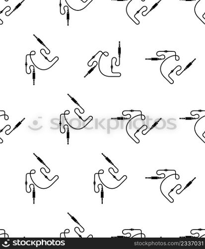 Audio Cable Icon, Plug Wire Seamless Pattern Vector Art Illustration