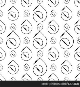 Audio Cable Icon, Plug Wire Seamless Pattern Vector Art Illustration