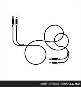 Audio Cable Icon, Plug Wire Vector Art Illustration