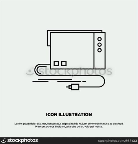audio, card, external, interface, sound Icon. Line vector gray symbol for UI and UX, website or mobile application. Vector EPS10 Abstract Template background
