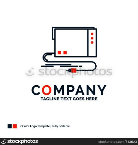 audio, card, external, interface, sound Logo Design. Blue and Orange Brand Name Design. Place for Tagline. Business Logo template.