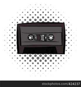Audio cassete comics icon. Retro musical equipment on a white background. Audio cassete comics icon