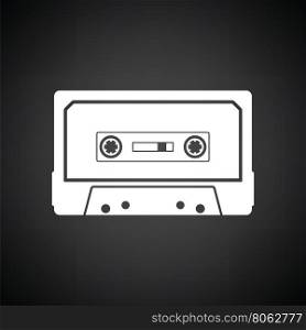 Audio cassette icon. Black background with white. Vector illustration.