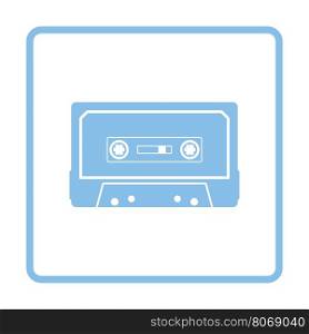Audio cassette icon. Blue frame design. Vector illustration.