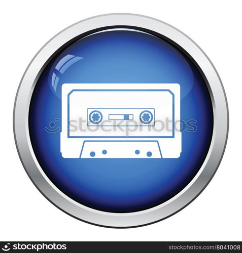 Audio cassette icon. Glossy button design. Vector illustration.