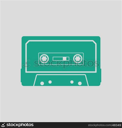 Audio cassette icon. Gray background with green. Vector illustration.