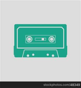 Audio cassette icon. Gray background with green. Vector illustration.