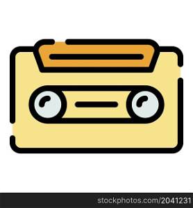 Audio cassette icon. Outline audio cassette vector icon color flat isolated. Audio cassette icon color outline vector