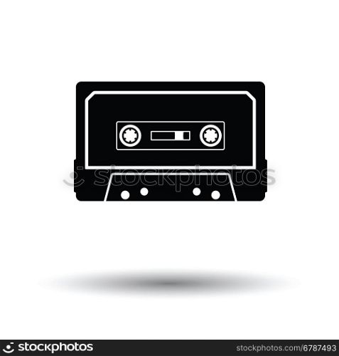 Audio cassette icon. White background with shadow design. Vector illustration.