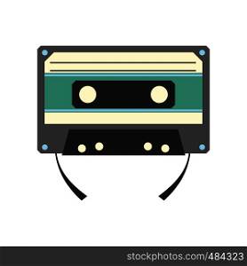 Audio compact cassette flat icon isolated on white background. Audio compact cassette flat icon
