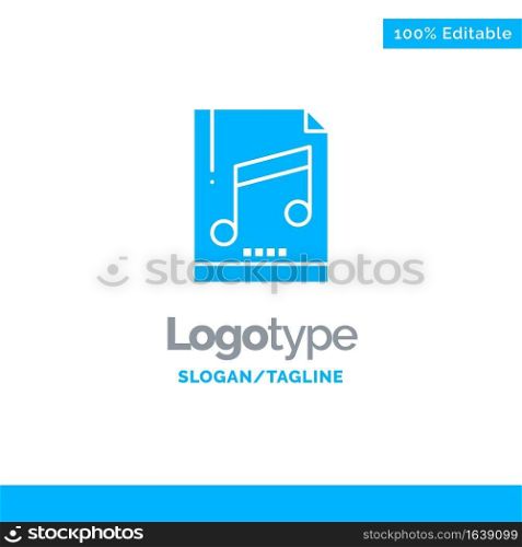 Audio, Computer, File, Mp3, S&le Blue Solid Logo Template. Place for Tagline