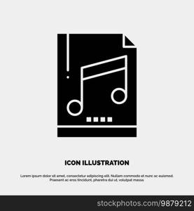 Audio, Computer, File, Mp3, S&le solid Glyph Icon vector