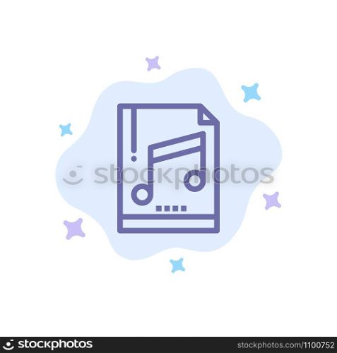 Audio, Computer, File, Mp3, Sample Blue Icon on Abstract Cloud Background