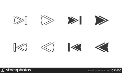 Audio control icons in simple vector style