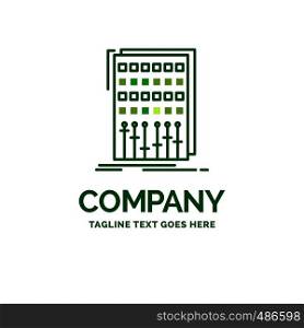 Audio, control, mix, mixer, studio Flat Business Logo template. Creative Green Brand Name Design.