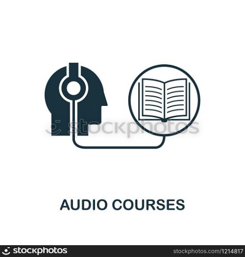 Audio Courses creative icon. Simple element illustration. Audio Courses concept symbol design from online education collection. Can be used for web, mobile, web design, apps, software, print. Audio Courses creative icon. Simple element illustration. Audio Courses concept symbol design from online education collection. Objects for mobile, web design, apps, software, print.