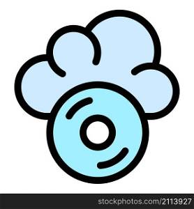 Audio data cloud icon. Outline audio data cloud vector icon color flat isolated. Audio data cloud icon color outline vector