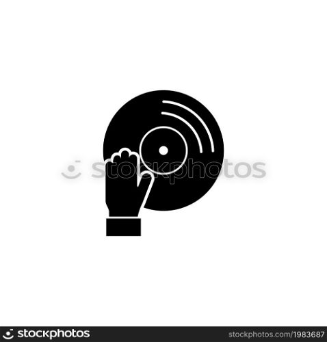 Audio Deejay, Music DJ, Vinyl. Flat Vector Icon illustration. Simple black symbol on white background. Audio Deejay, Music DJ, Vinyl sign design template for web and mobile UI element. Audio Deejay, Music DJ, Vinyl Flat Vector Icon