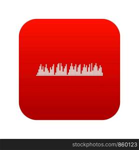 Audio digital equalizer technology icon digital red for any design isolated on white vector illustration. Audio digital equalizer technology icon digital red