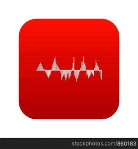 Audio digital equalizer technology icon digital red for any design isolated on white vector illustration. Audio digital equalizer technology icon digital red