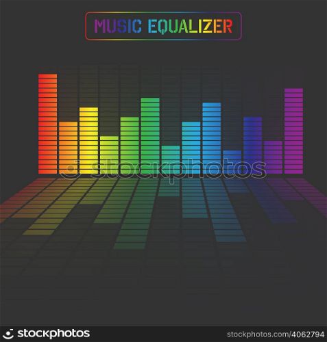 Audio equalizer with reflection for websites and applications. Vector design