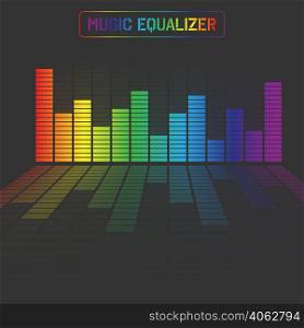 Audio equalizer with reflection for websites and applications. Vector design