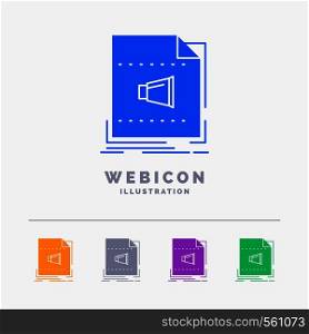 Audio, file, format, music, sound 5 Color Glyph Web Icon Template isolated on white. Vector illustration. Vector EPS10 Abstract Template background