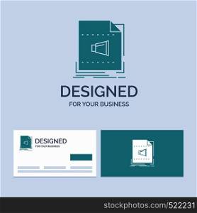 Audio, file, format, music, sound Business Logo Glyph Icon Symbol for your business. Turquoise Business Cards with Brand logo template.. Vector EPS10 Abstract Template background