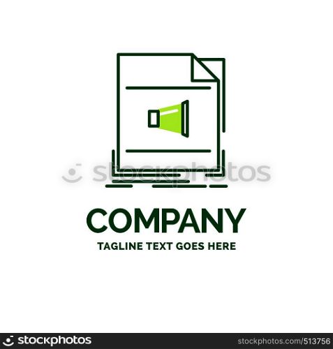 Audio, file, format, music, sound Flat Business Logo template. Creative Green Brand Name Design.