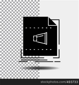 Audio, file, format, music, sound Glyph Icon on Transparent Background. Black Icon. Vector EPS10 Abstract Template background