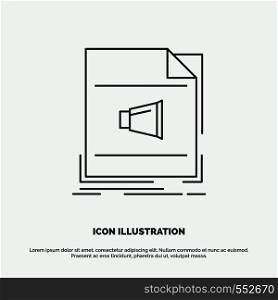 Audio, file, format, music, sound Icon. Line vector gray symbol for UI and UX, website or mobile application. Vector EPS10 Abstract Template background