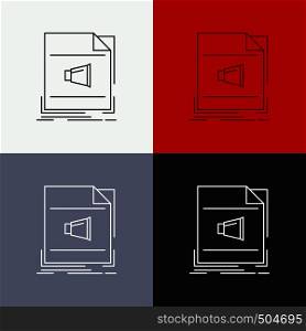 Audio, file, format, music, sound Icon Over Various Background. Line style design, designed for web and app. Eps 10 vector illustration. Vector EPS10 Abstract Template background