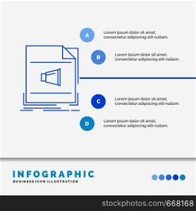 Audio, file, format, music, sound Infographics Template for Website and Presentation. Line Blue icon infographic style vector illustration. Vector EPS10 Abstract Template background