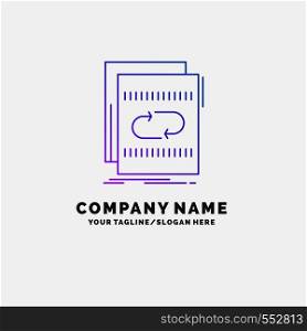 Audio, file, loop, mix, sound Purple Business Logo Template. Place for Tagline. Vector EPS10 Abstract Template background