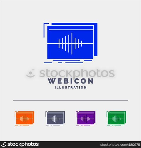 Audio, frequency, hertz, sequence, wave 5 Color Glyph Web Icon Template isolated on white. Vector illustration. Vector EPS10 Abstract Template background