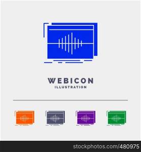 Audio, frequency, hertz, sequence, wave 5 Color Glyph Web Icon Template isolated on white. Vector illustration. Vector EPS10 Abstract Template background